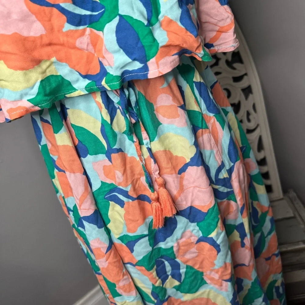 Jopna Boho Flowy Strapless Maxi Dress Size Medium Beach Vacation Resortwear - Picture 5 of 11